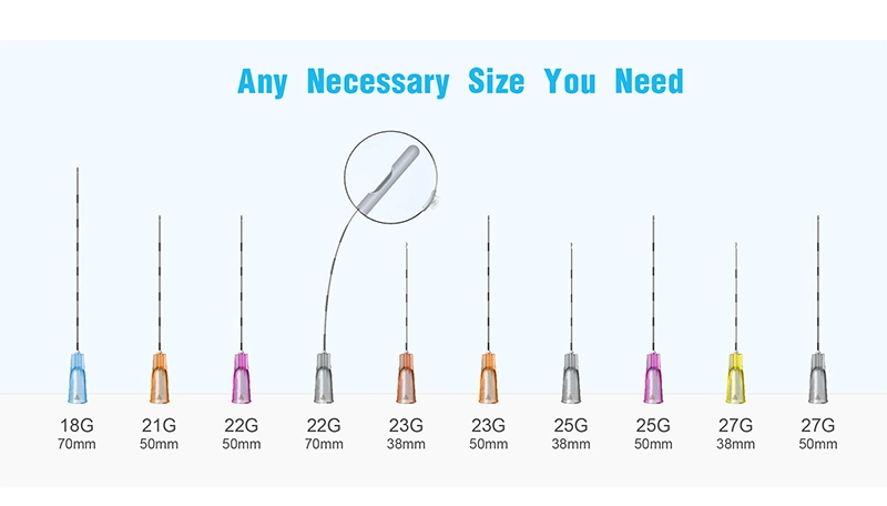 18g 21g 22g 23G 25g 27g 38mm 50mm Medical Blunt Tip Needle Dermal Filler Fine Micro Cannula