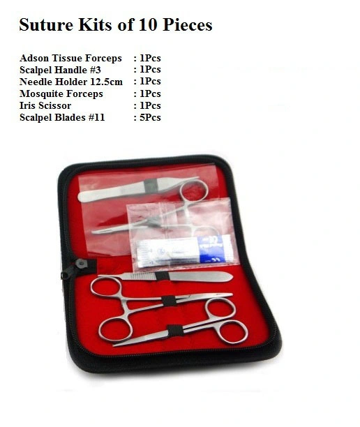 10 Pieces Stainless Steel Surgical Instruments Veterinary Suture Practice Kit