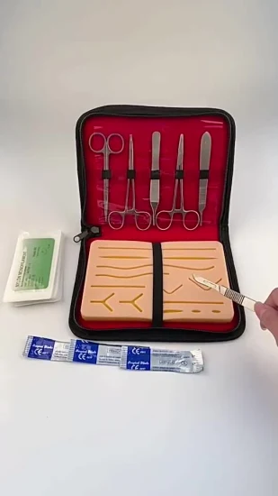 Almofada de sutura dental Kit de sutura dental Modek Kit de prática de sutura de goma com bolsa 5 ferramentas Treinamento em cirurgia odontológica