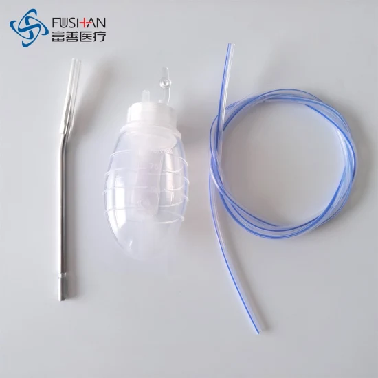 Tubo de drenagem de silicone com bulbo de silicone Dreno de Jackson Pratt com reservatório CE ISO Fushan Medical China Factory 100% Silicone 100 150 200 400ml Bulbo OEM ODM